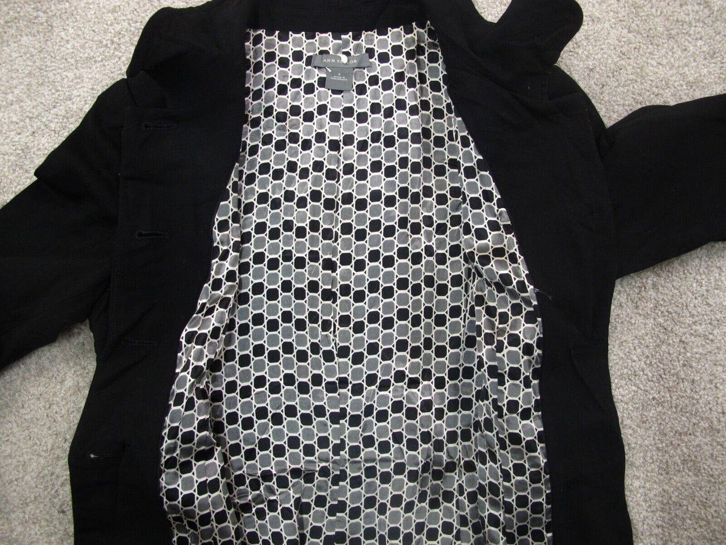 Ann Taylor Womens Blazer Coat Jacket Long Sleeves Front Button Black Size 4