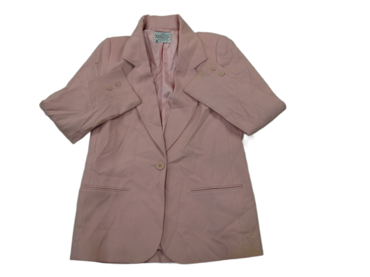 Miss Womens Blazer Coat Single Breasted 100% Virgin Wool Pockets Light Pink SZ 8
