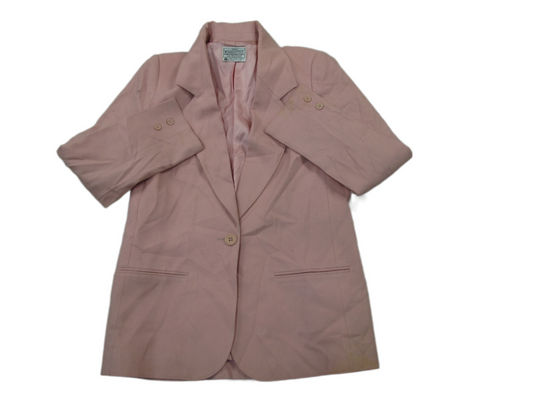 Miss Womens Blazer Coat Single Breasted 100% Virgin Wool Pockets Light Pink SZ 8
