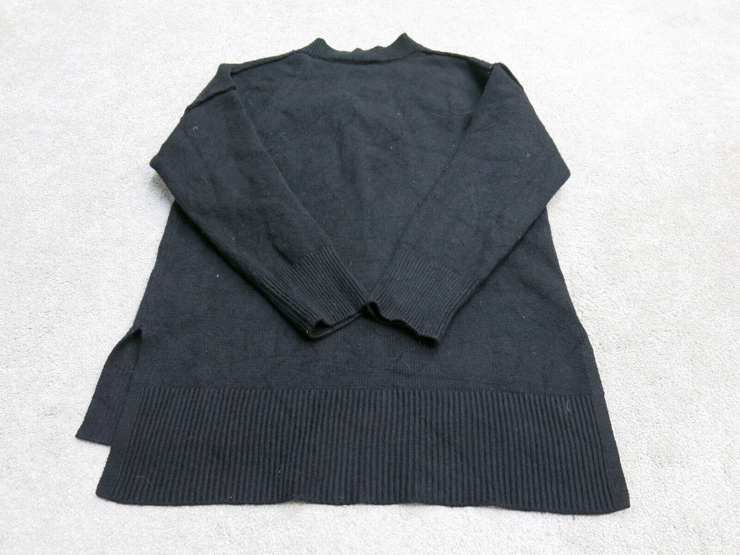 Tahari Women Pullover Knitted Sweater 3/4 Sleeve V Neck Hi Low Black Size Medium