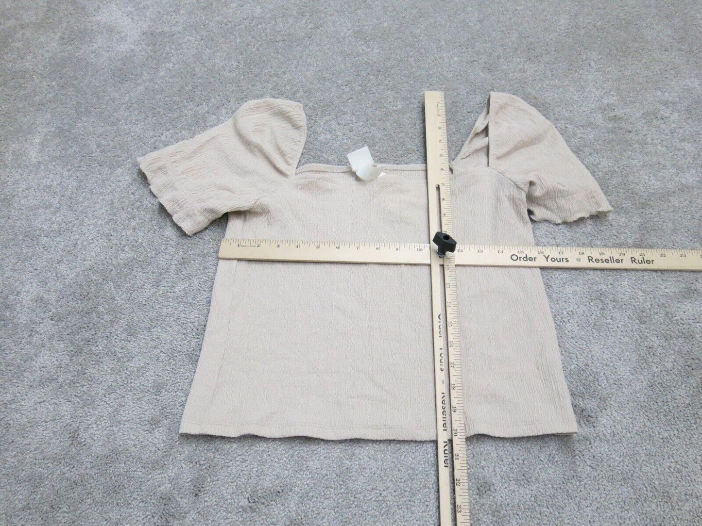 NWT H&M Womens Blouse Top Knitted Off Shoulder Short Sleeve Beige Size Large