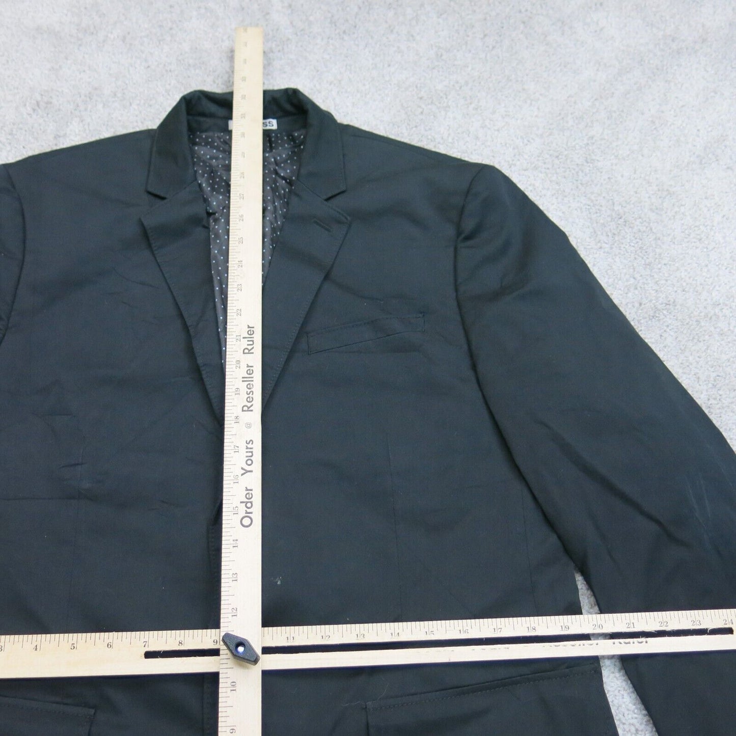 Express Mens Blazer Coat Fitted Single Breasted Long Sleeves Black Size 44R