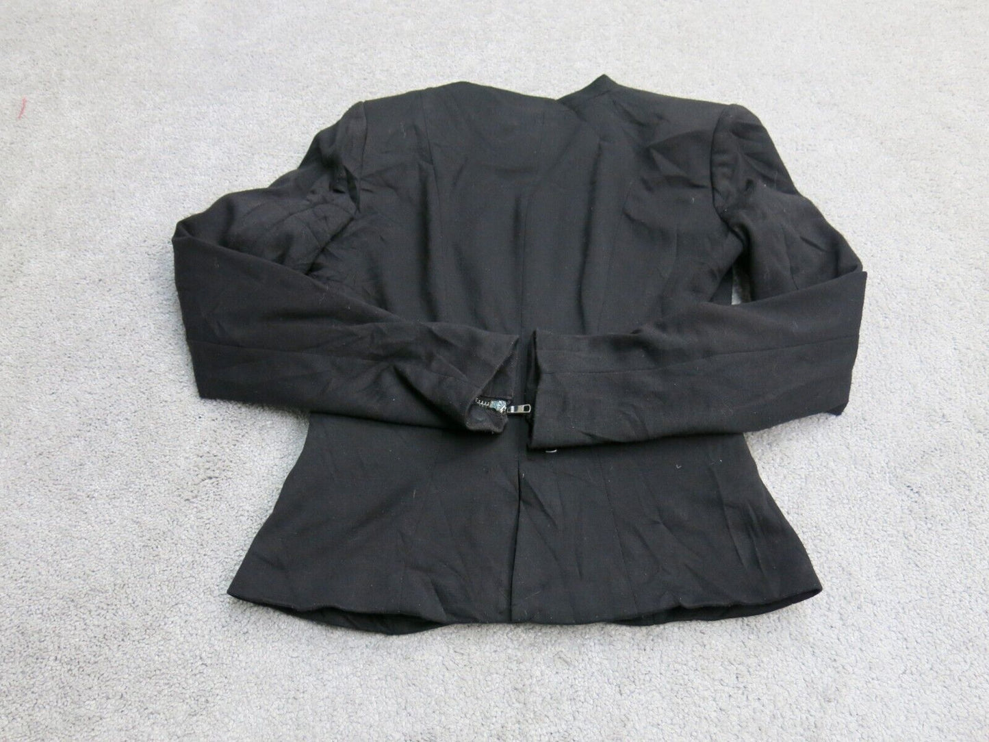 H&M Womens Blazer Coat Jacket Front Zip Pockets Long Sleeve Black Size 4
