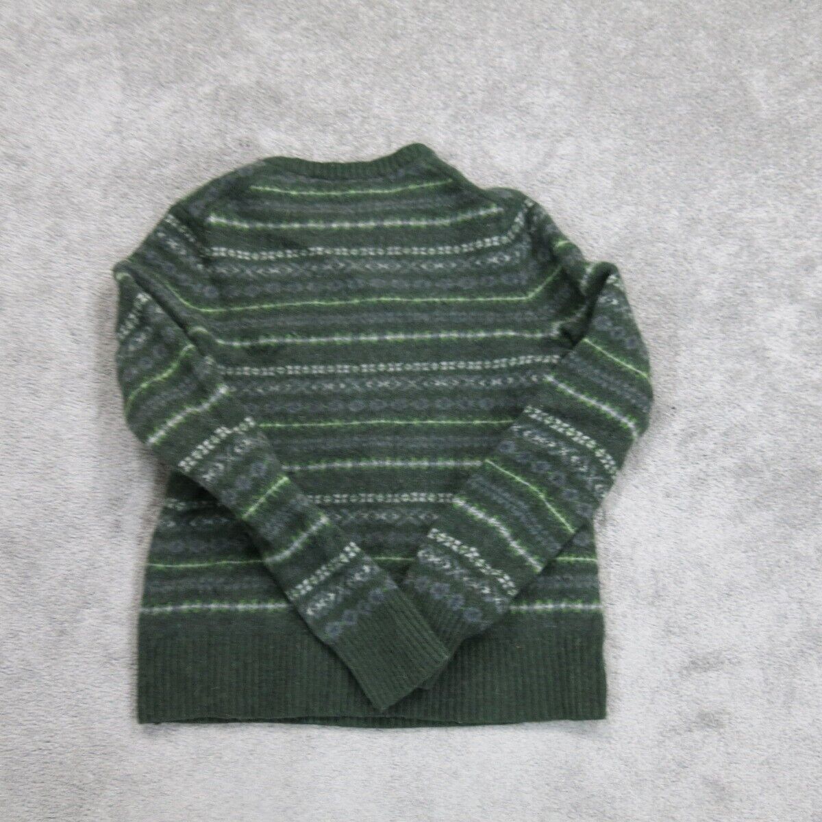 Banana Republic Womens Crew Neck Sweater Long Sleeve Striped Green Size Medium