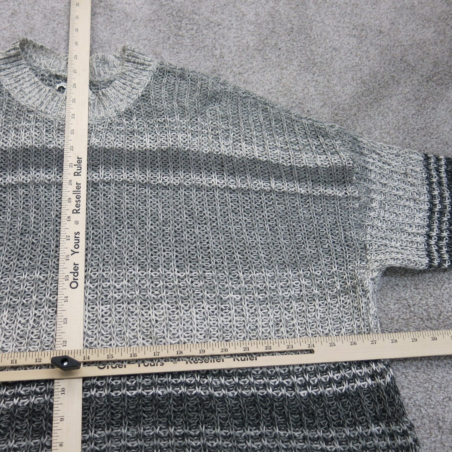 American Eagle Womens Pullover Sweater Knitted Crew Neck Striped Gray Size XL