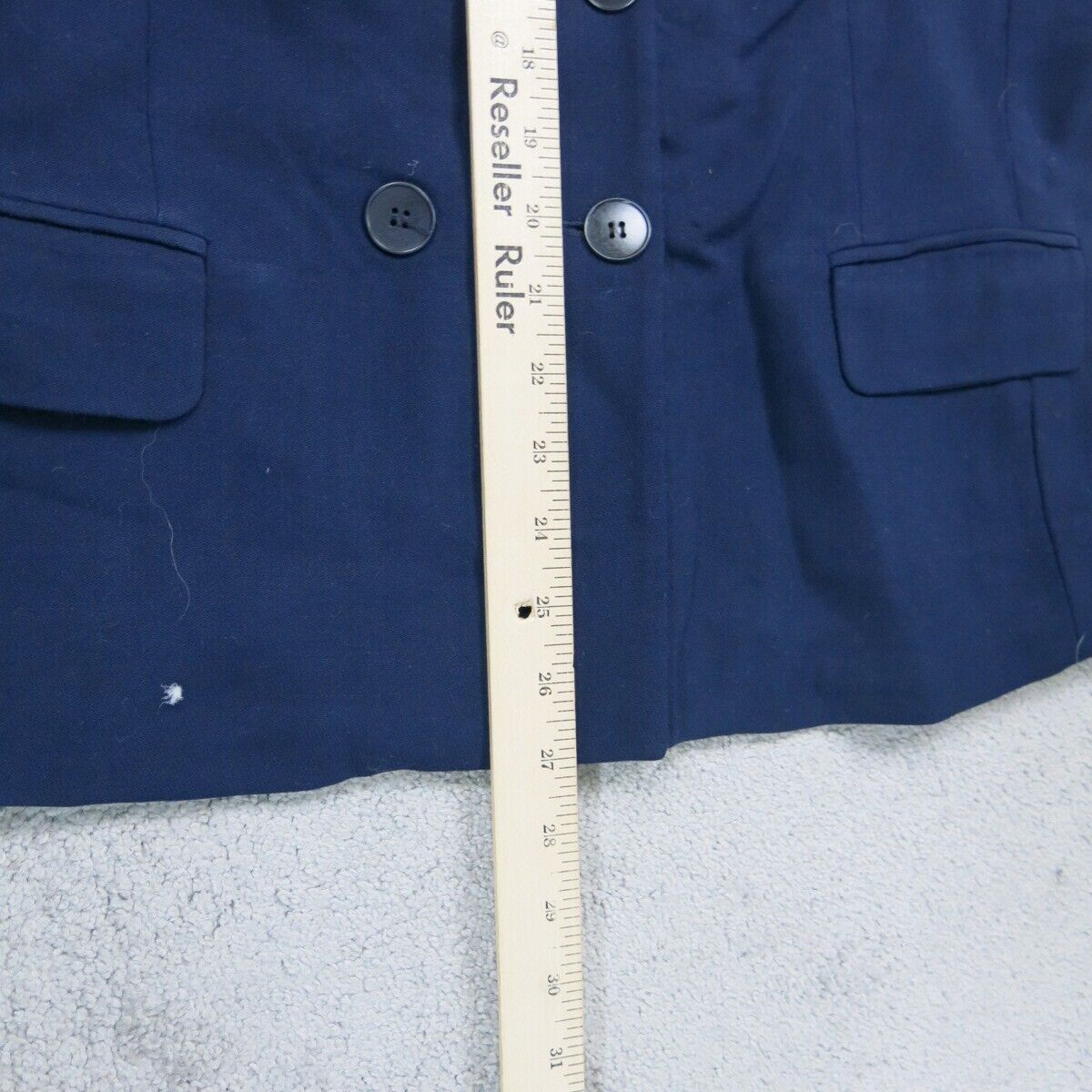 Talbots Womens Blazer Coat Half Sleeves Wool Double Breasted Pocket Blue Size 16