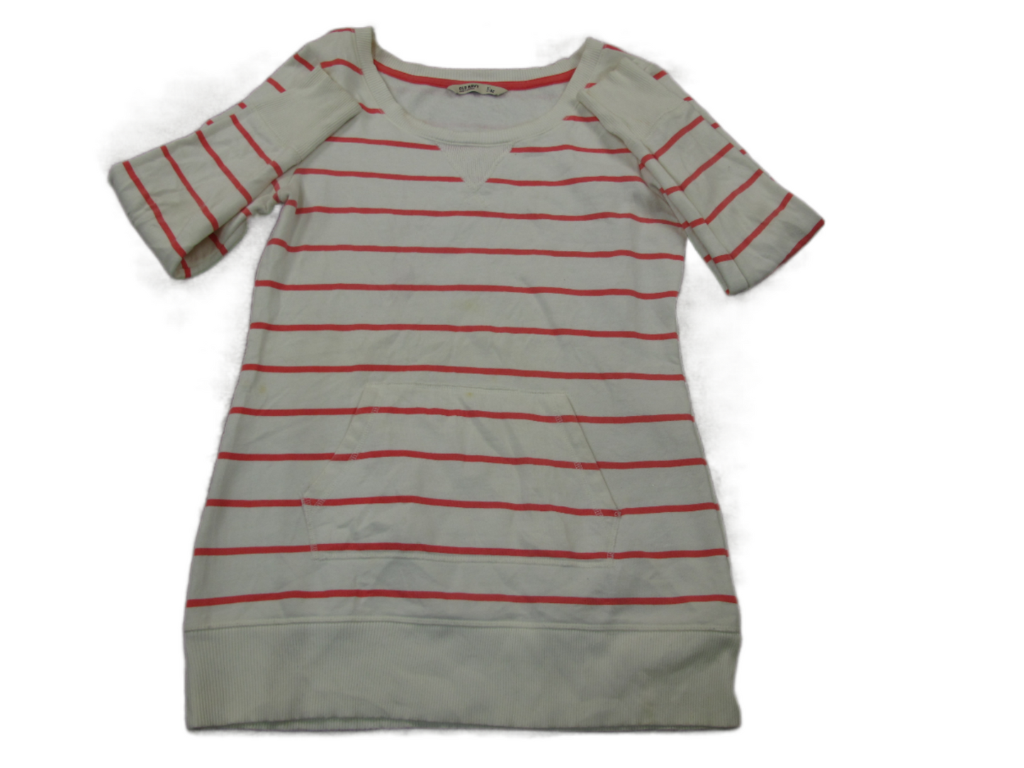 Old Navy Womens Striped Sweater Long Sleeves Kangaroo Pockets White Red Size M
