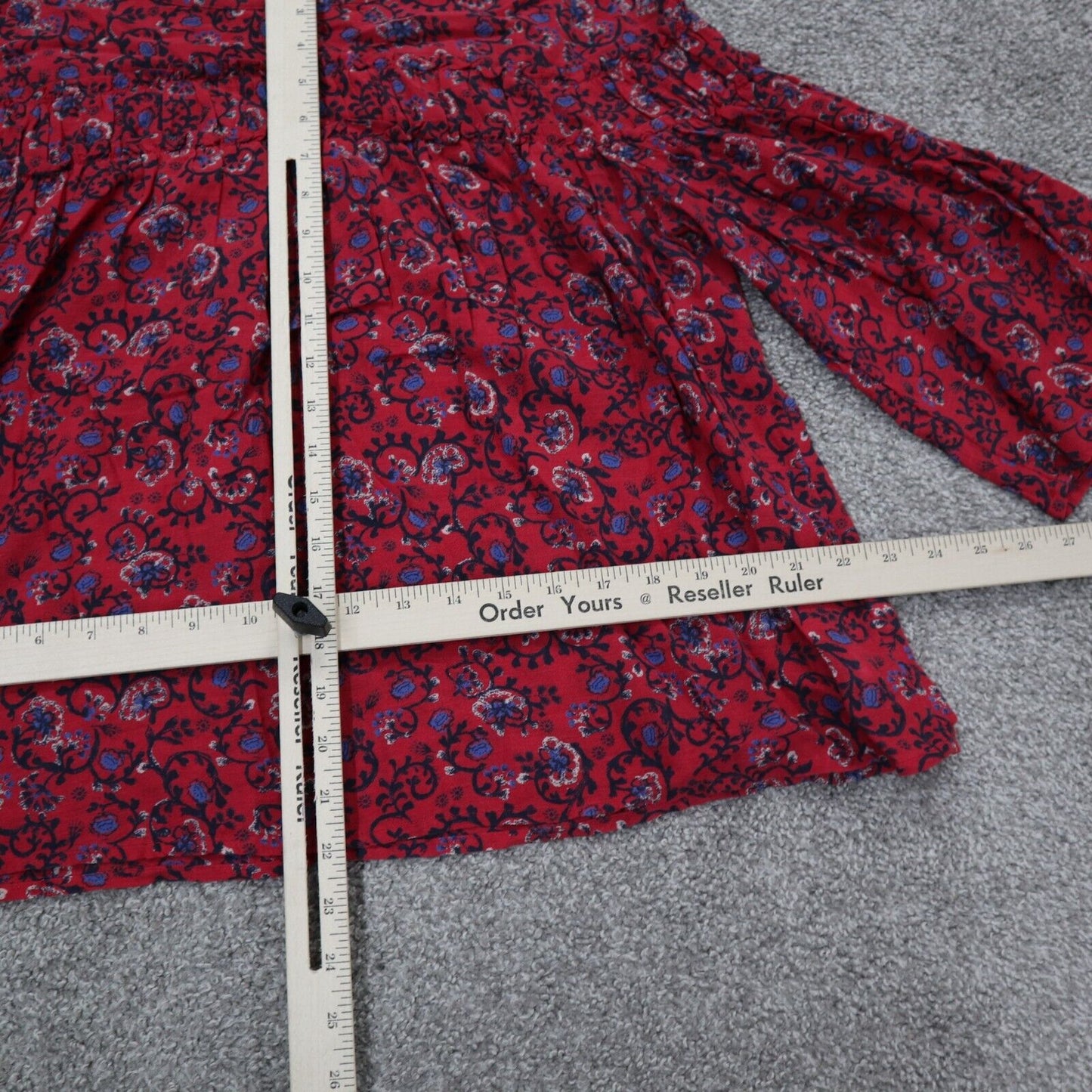 Gap Womens Floral Blouse Top Pullover Long Sleeves Crew Neck Red Size X Small