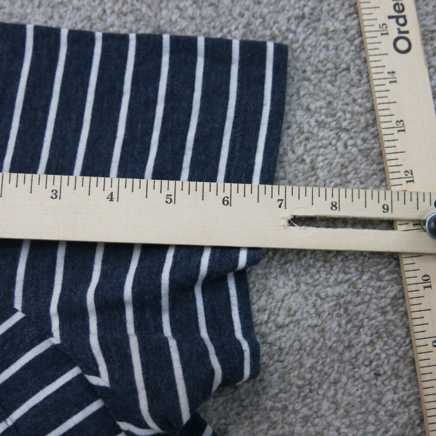 J. Crew Mens Crew Neck T Shirt Cap Sleeve Slim Washed Striped Blue White Large