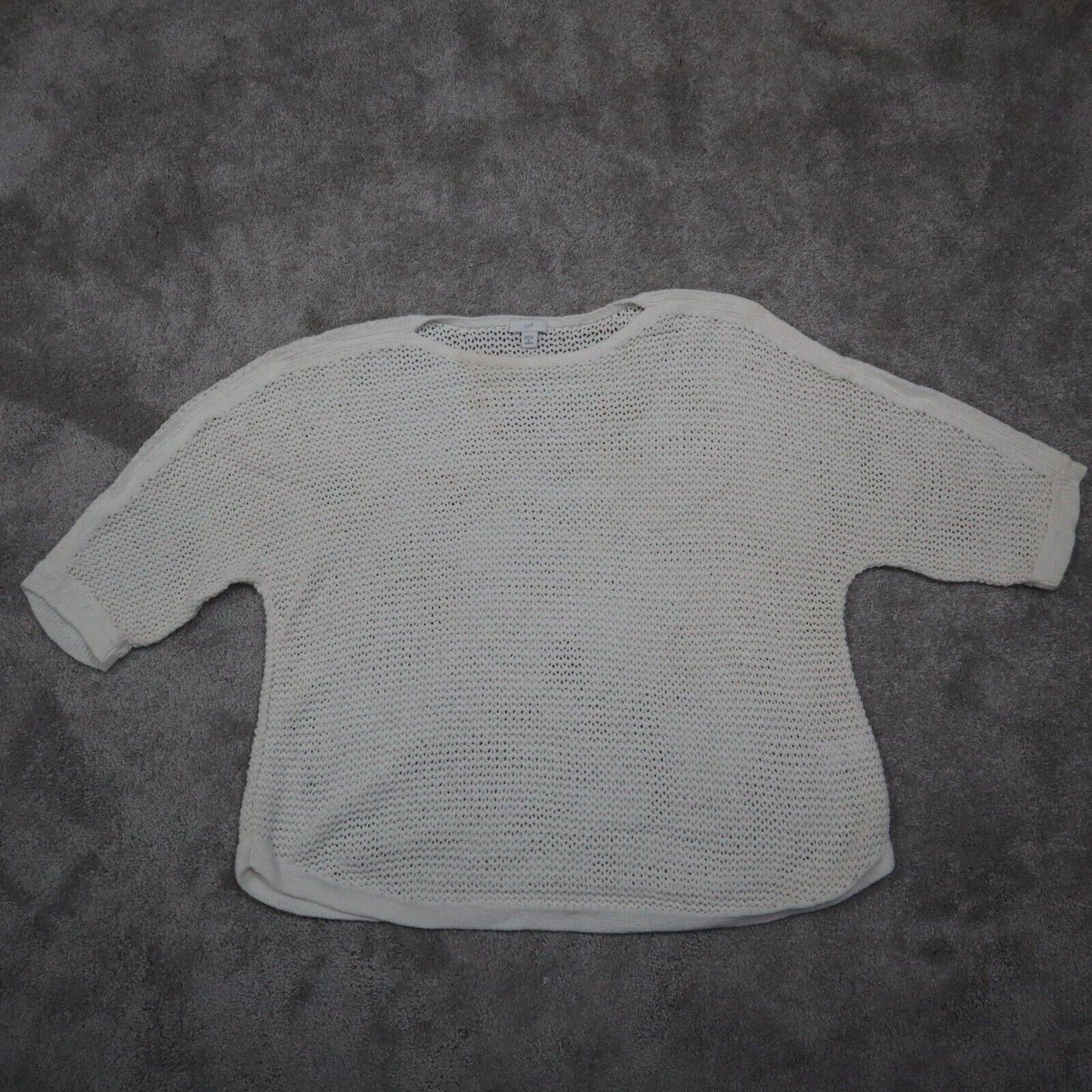J Jill Women Pullover Knitted Sweater Crew Neck Short Sleeve White Size 1X