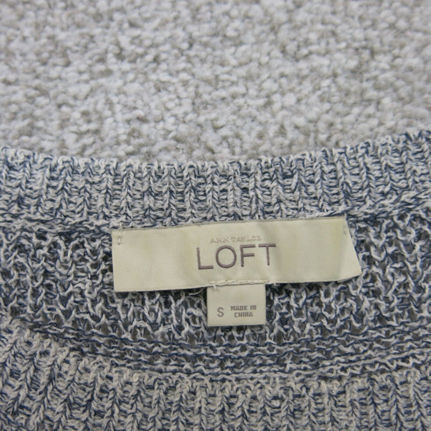 Loft Women Knitted Sweater Long Sleeve Round Neck Hi Low Heather Gray Size Small