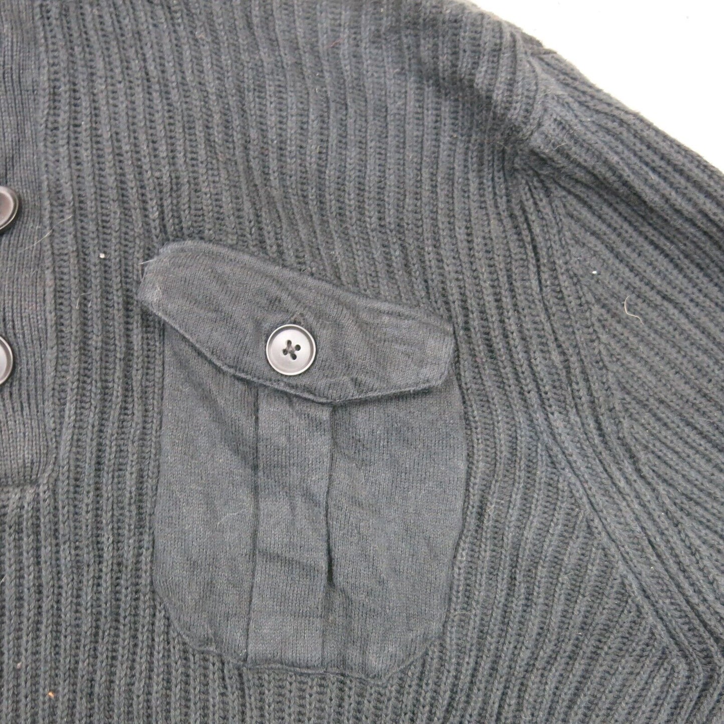 Express Mens Pullover Sweater Long Front Button Pockets Long Sleeves Black SZ L