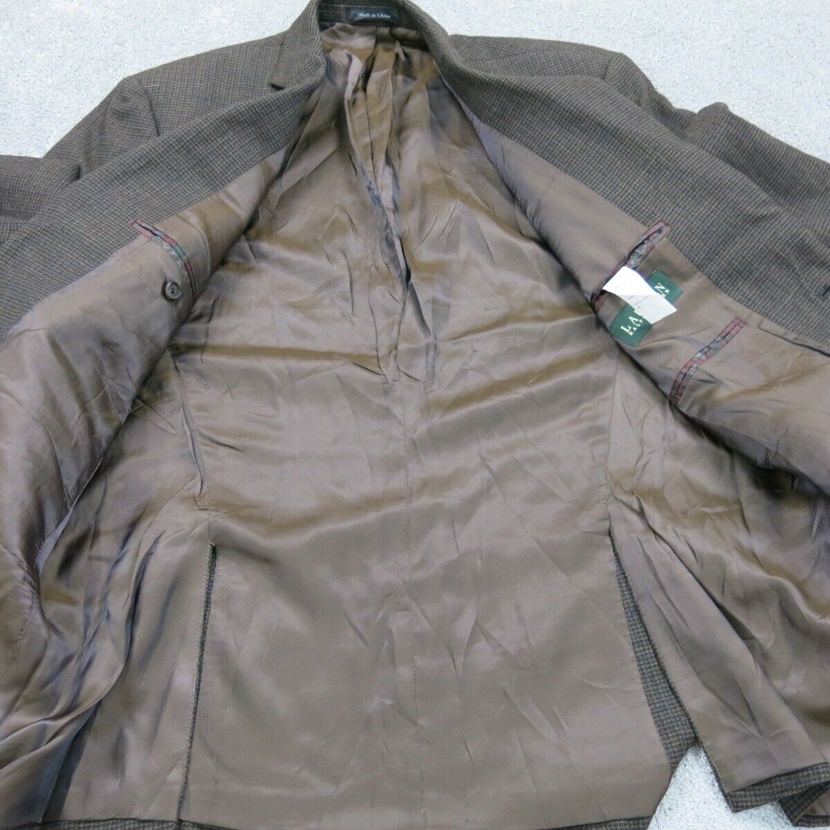 Ralph Lauren Mens Blazer Coat Single Breasted 100% Wool Brown Size 40 Regular