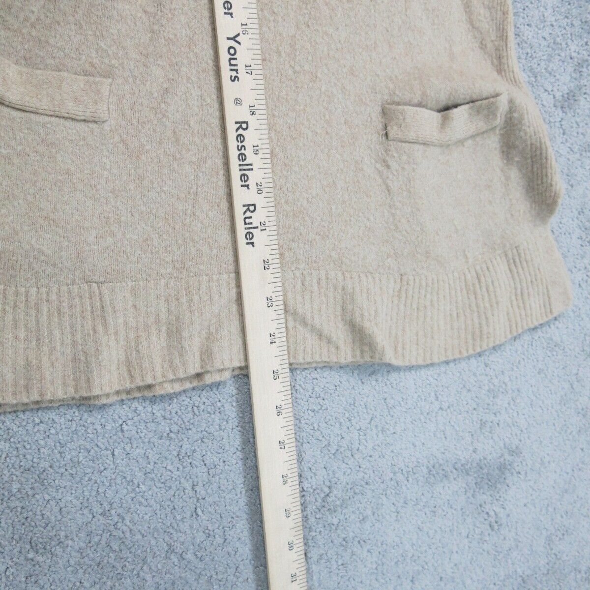 J. Crew Womens Pullover Sweater Knitted V Neck Long Sleeve Pockets Beige Size S