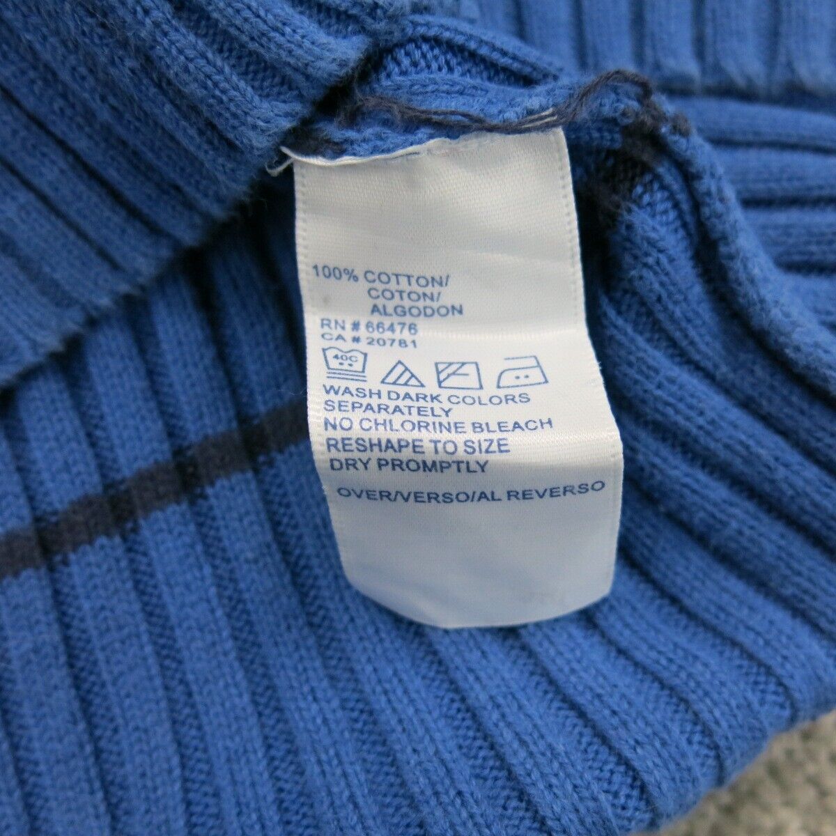 Tommy Hilfiger Womens Striped Sweater Knitted Turtlenecks Long Sleeves Blue SZ S