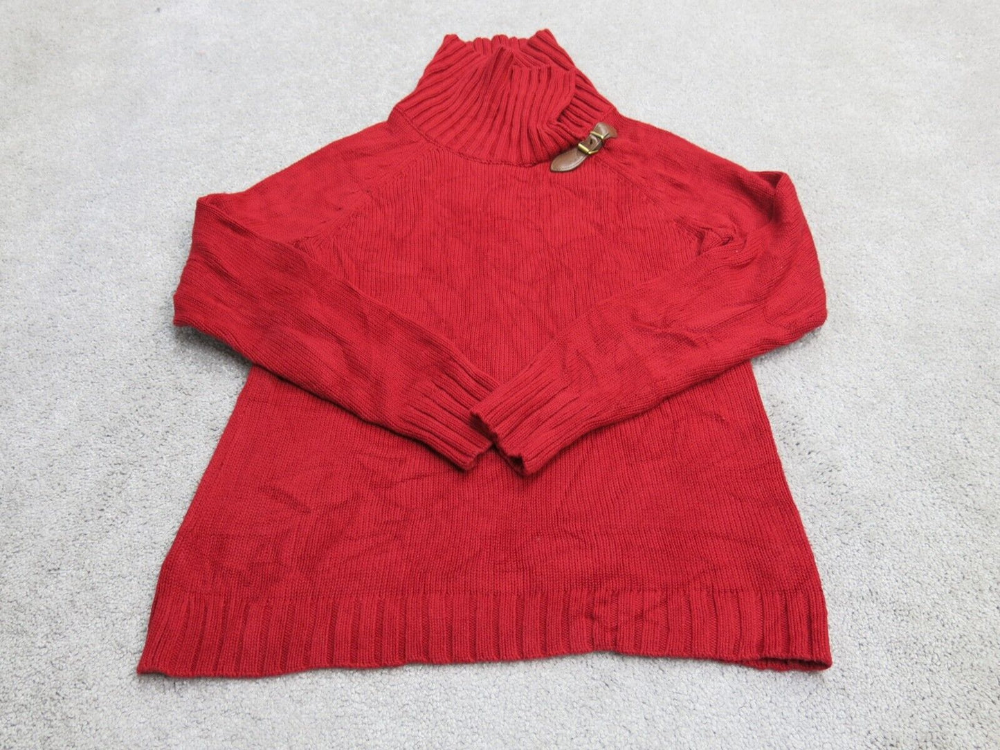 Talbots Women Pullover Knitted Sweater High Neck Long Sleeves Red Size Small