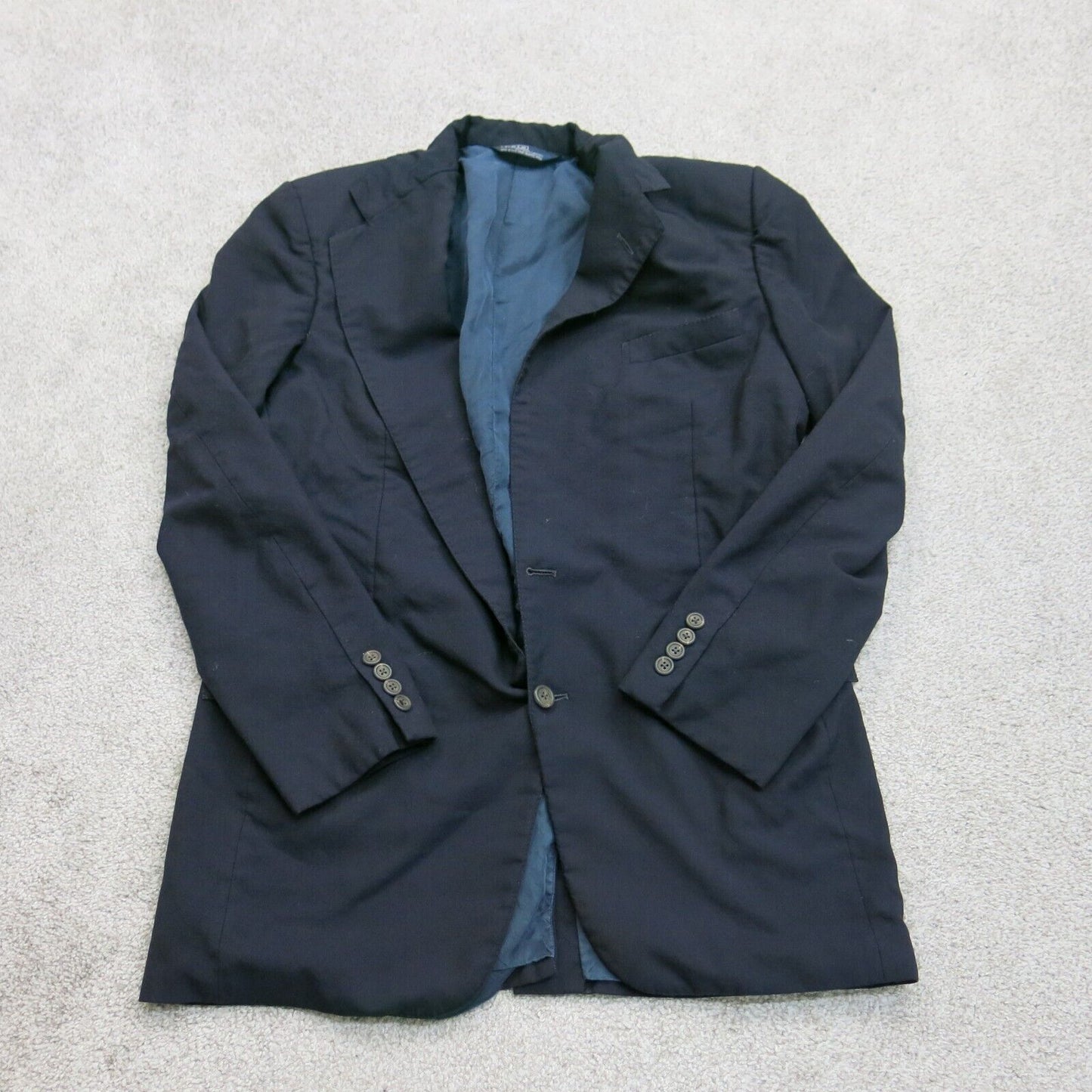 Polo By Ralph Lauren Men Blazer Coat Single Breasted Solid Black Size ?