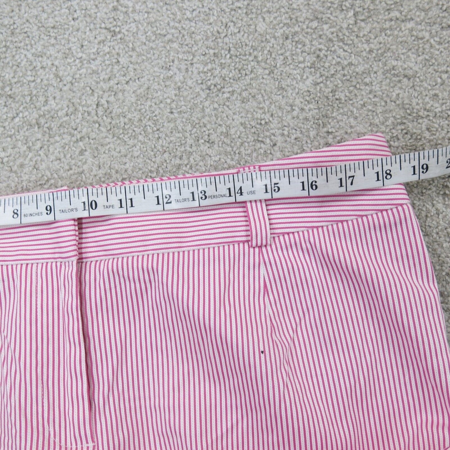 Talbots Womens Pant Cropped Mid Rise Heritage Striped Pink White Size 14