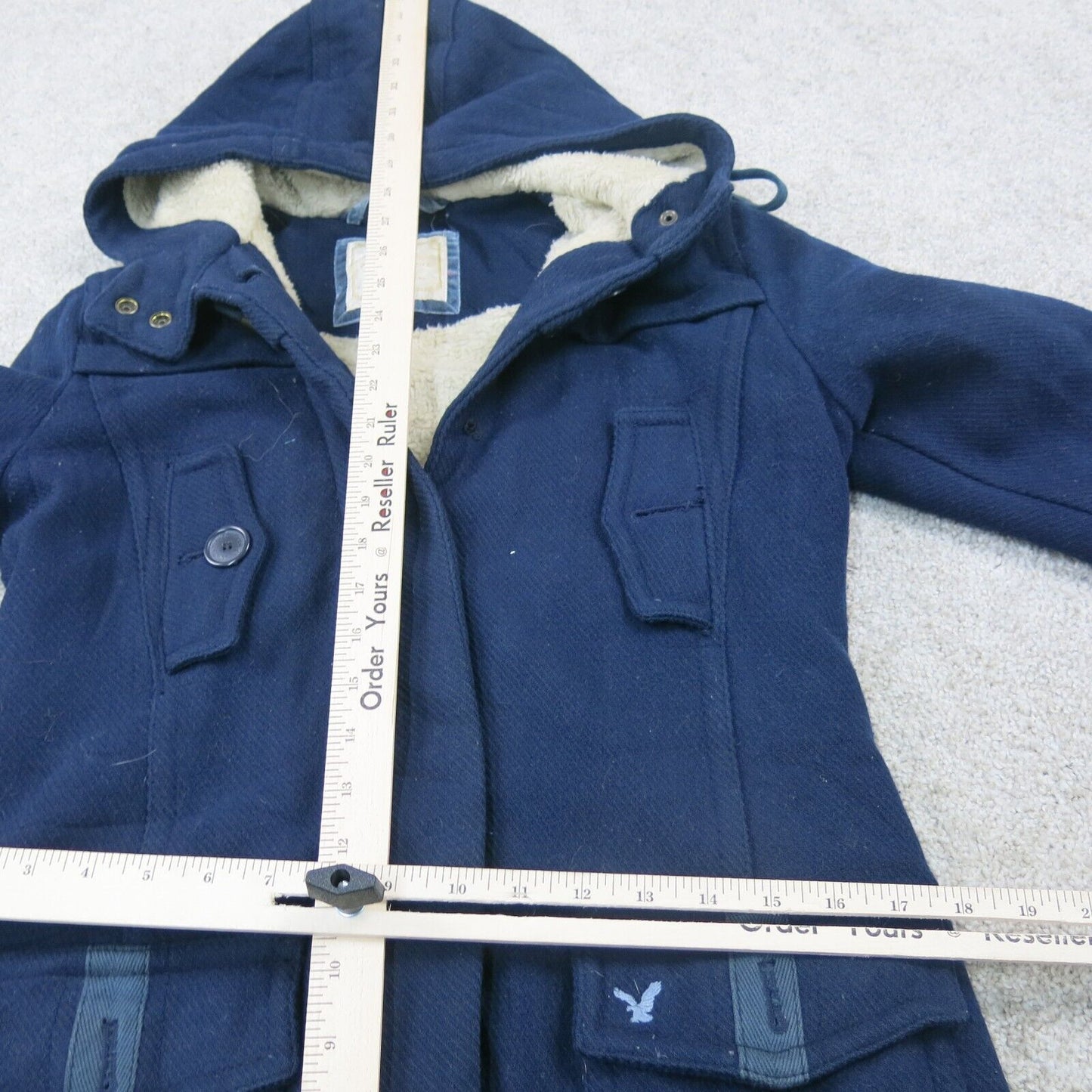 American Eagle Outfitters Womens Hooded Coat Jacket Long Sleeves Blue Size S/P