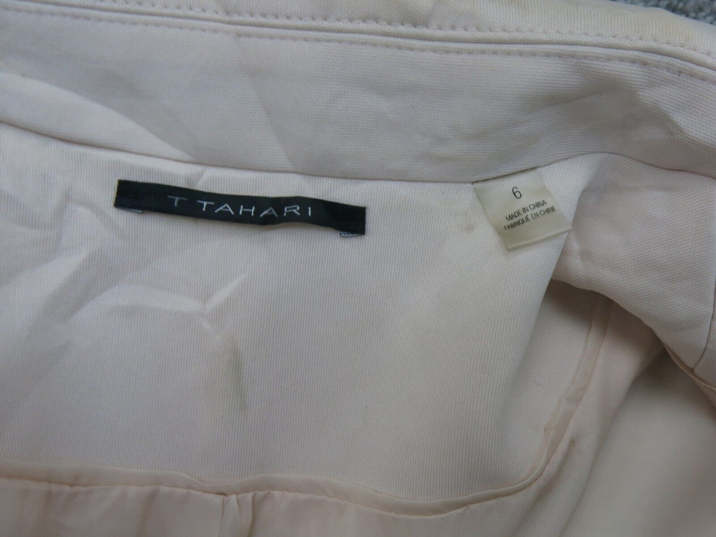 Tahari Women Blazer Coat Single Breasted Long Sleeve Pocket Ivory Size 6