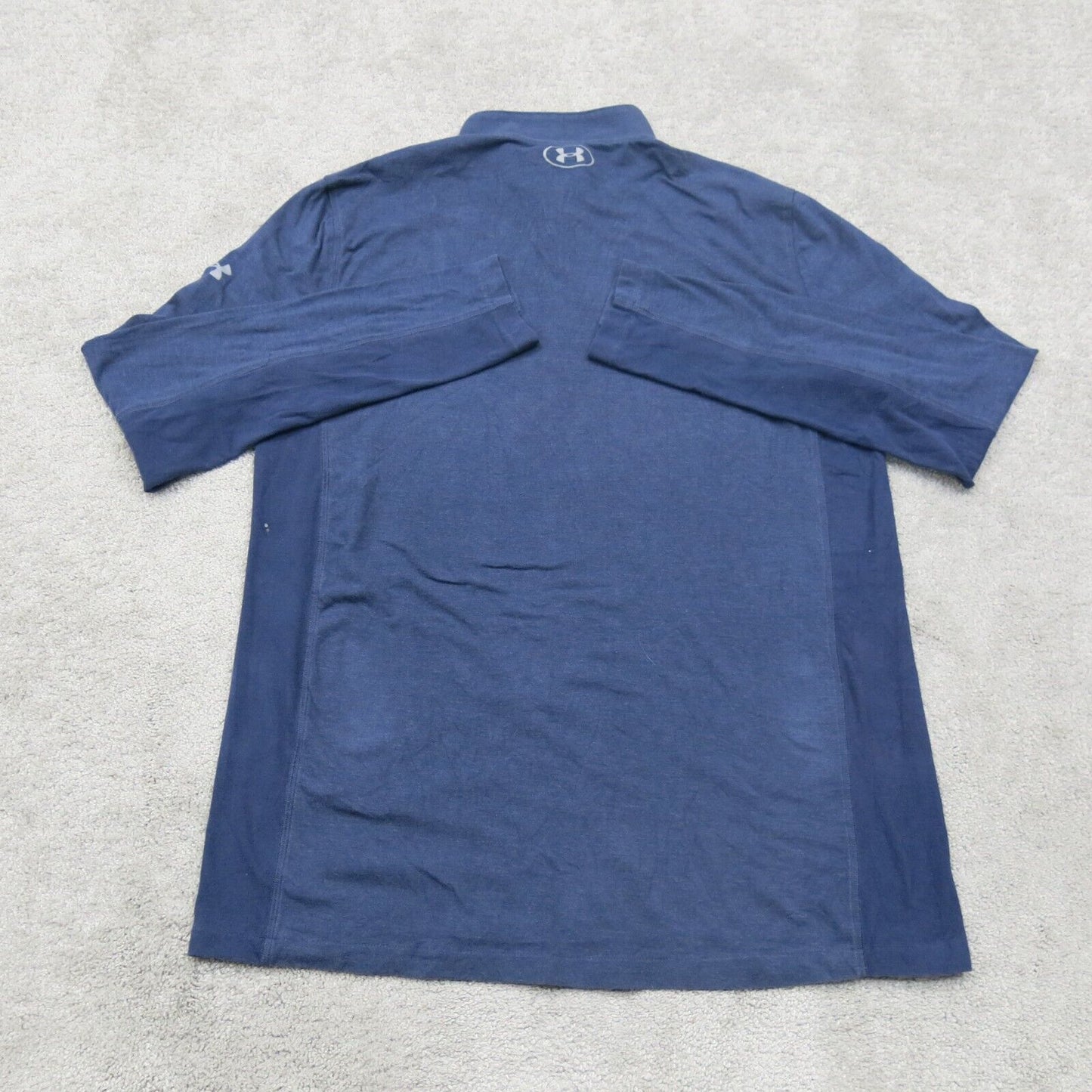 Under Armour Mens Activewear Top 1/4 Zip Long Sleeves Loose Fit Blue Size Large