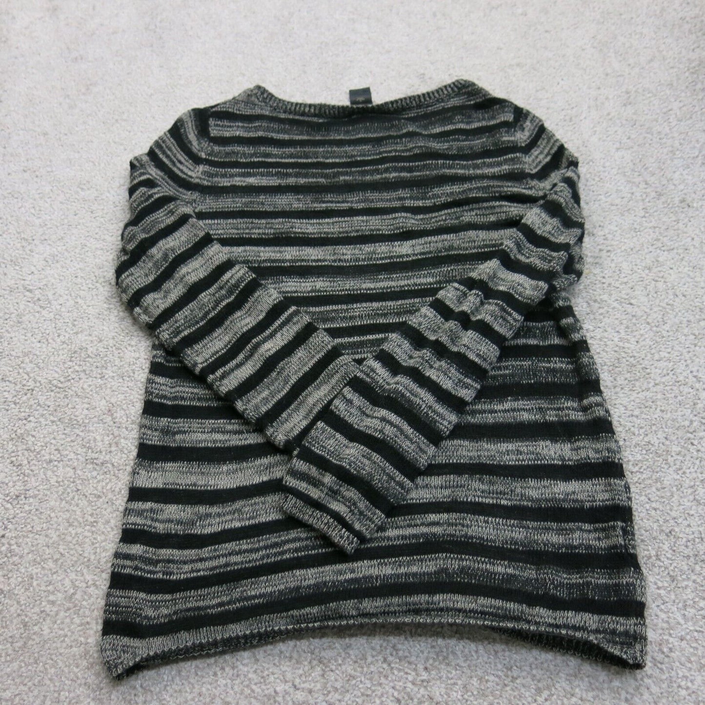 ANN Taylor Womens Pullover Sweater Boat Neck Striped Gray Black Size Small