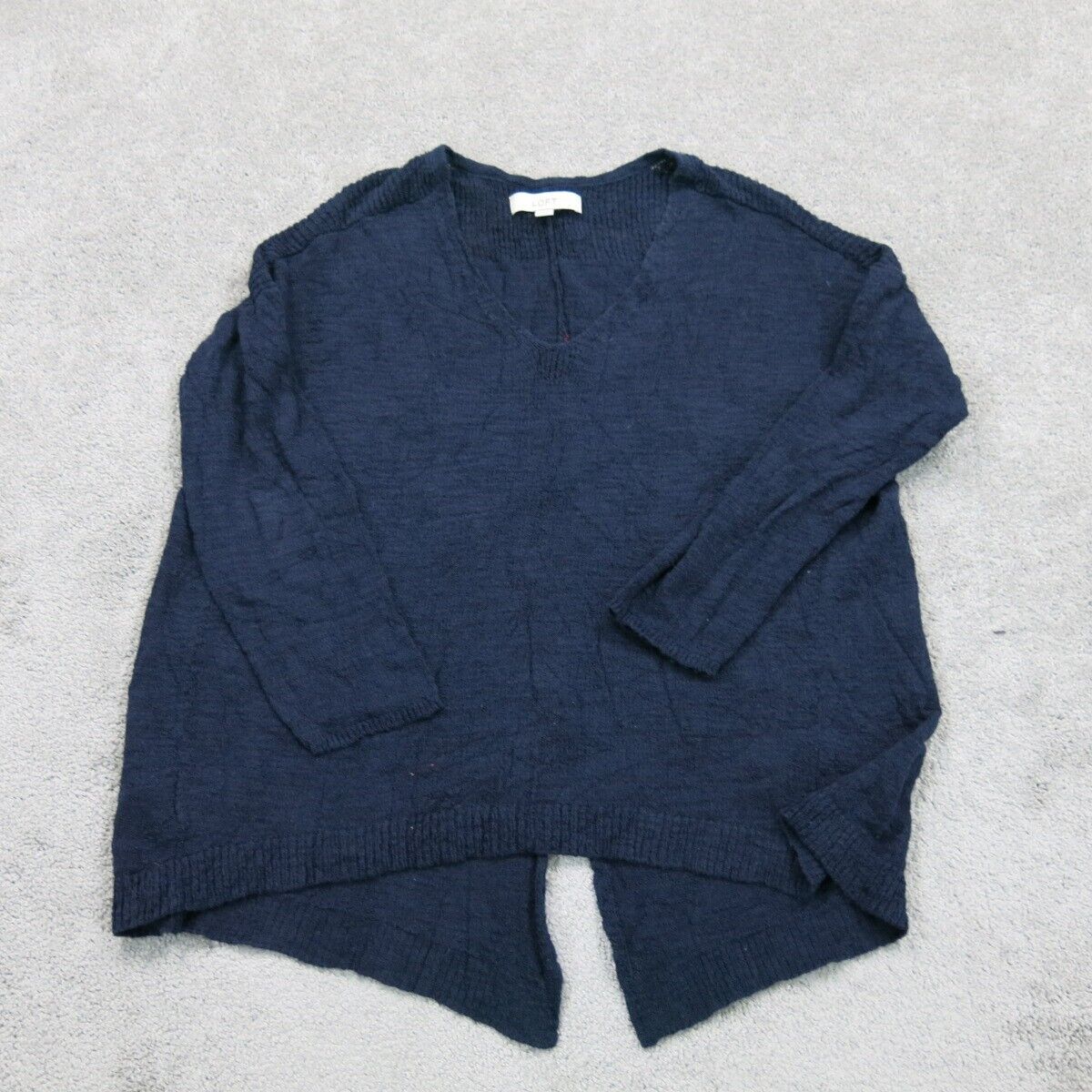 An Taylor Loft Womens Pullover Knitted Sweater Long Sleeve Dark Blue Size Medium