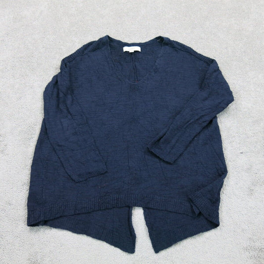 An Taylor Loft Womens Pullover Knitted Sweater Long Sleeve Dark Blue Size Medium