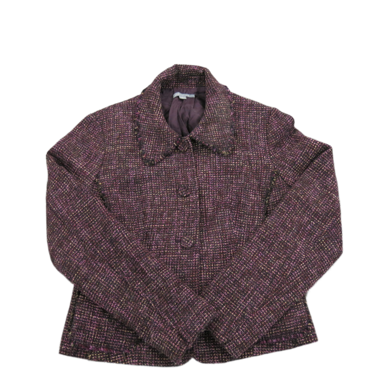 ANN Taylor Womens Tweed Coat Jacket Single Breasted Long Sleeves Pockets Red 6