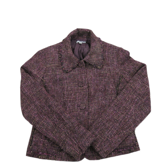 ANN Taylor Womens Tweed Coat Jacket Single Breasted Long Sleeves Pockets Red 6