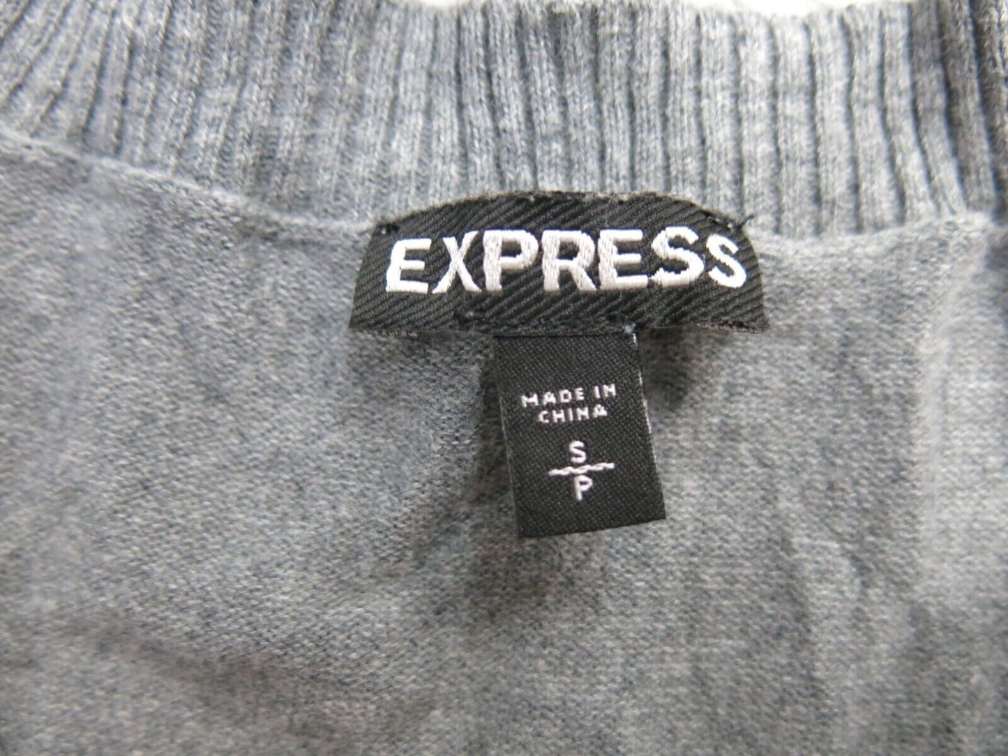 Express Womens Pullover Sweater Sleeves Round Neck Camouflage Gray Size Small