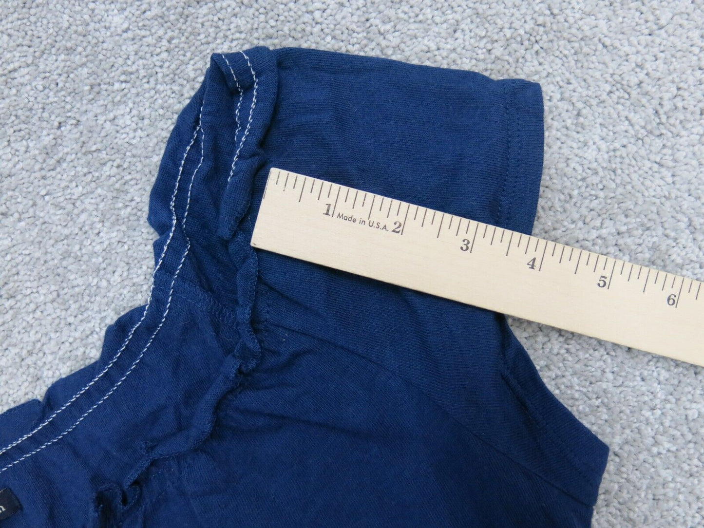 Abercrombie & Fitch Womens Blouse Top Cap Sleeve V Neck 100% Cotton Blue Large