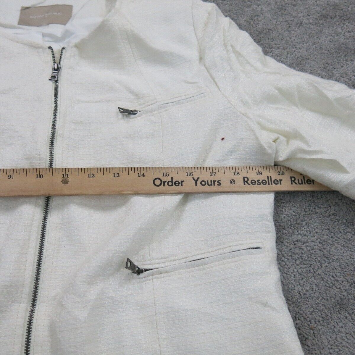 Banana Republic Women Full Zip Scrub Jackets Crew Neck Long Sleeve White Size 14
