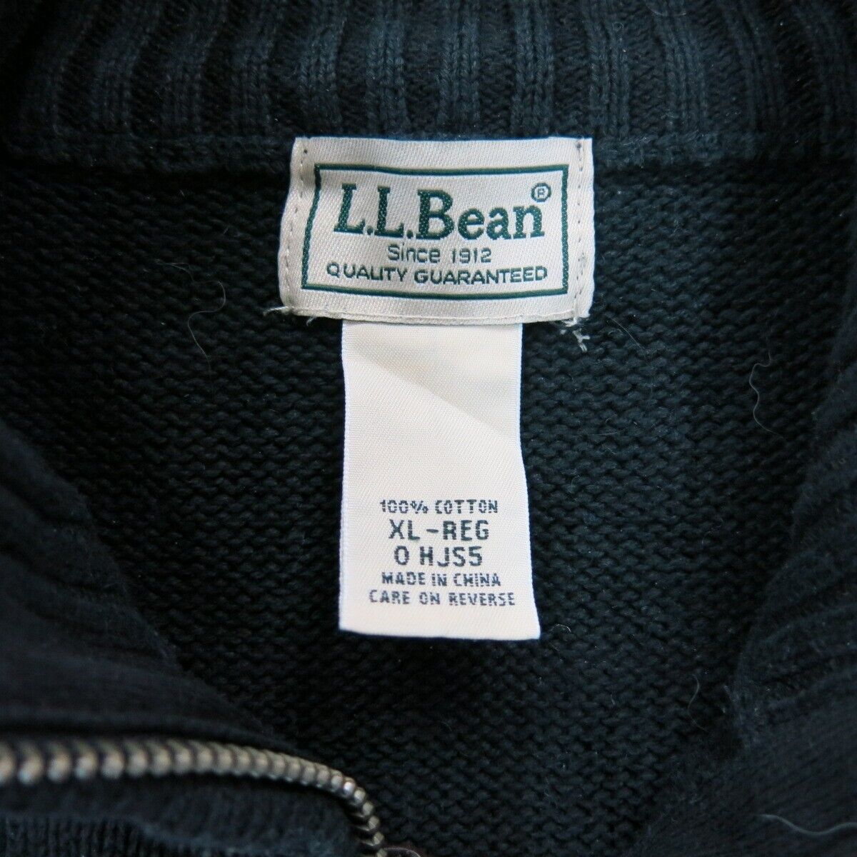 L.L. Bean Mens Pullover Sweater Knitted 1/4 Zip Mock Neck Long Sleeves Black XL