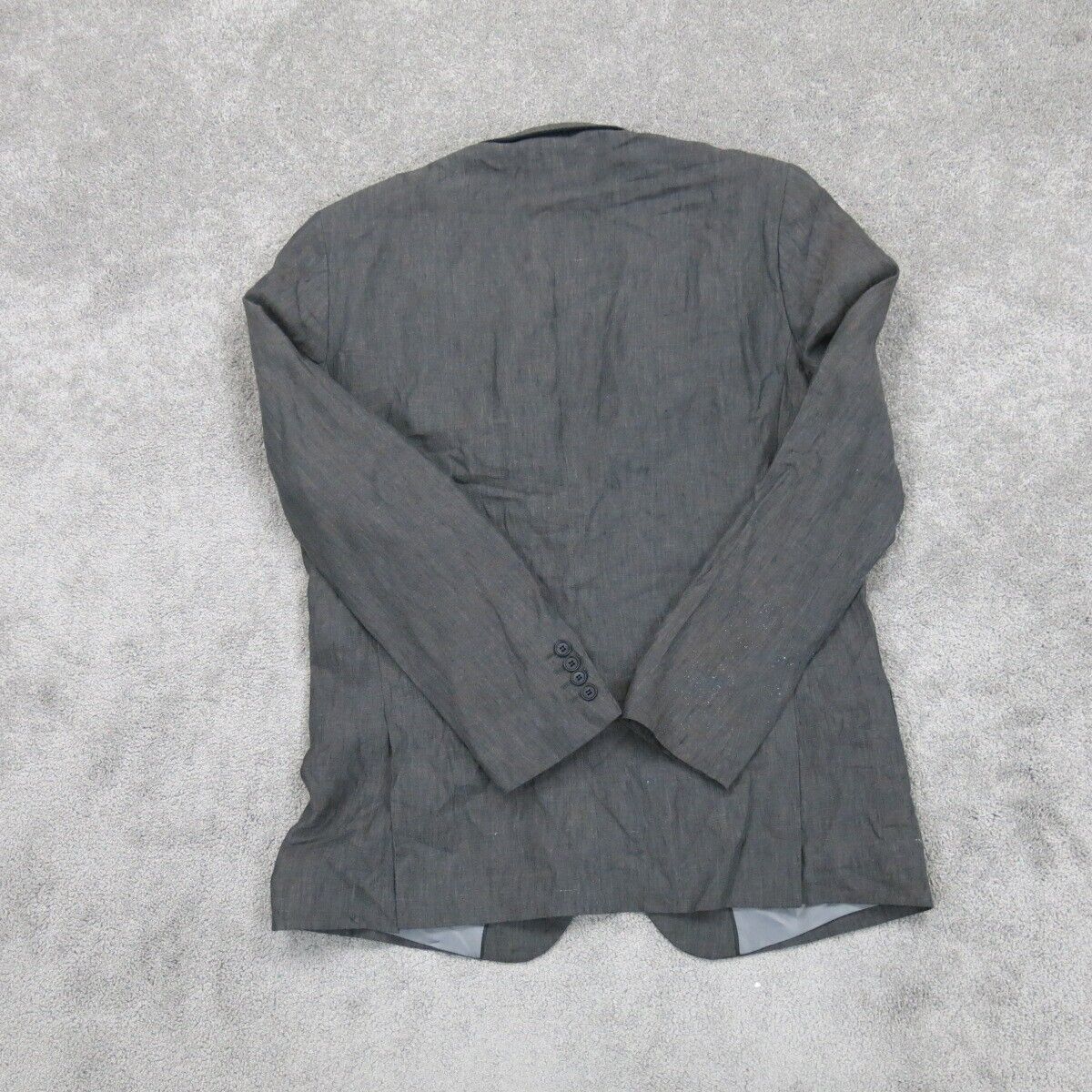 H&M Mens Blazer Coat Single Breasted Long Sleeves Pockets Black Size 44 Regular