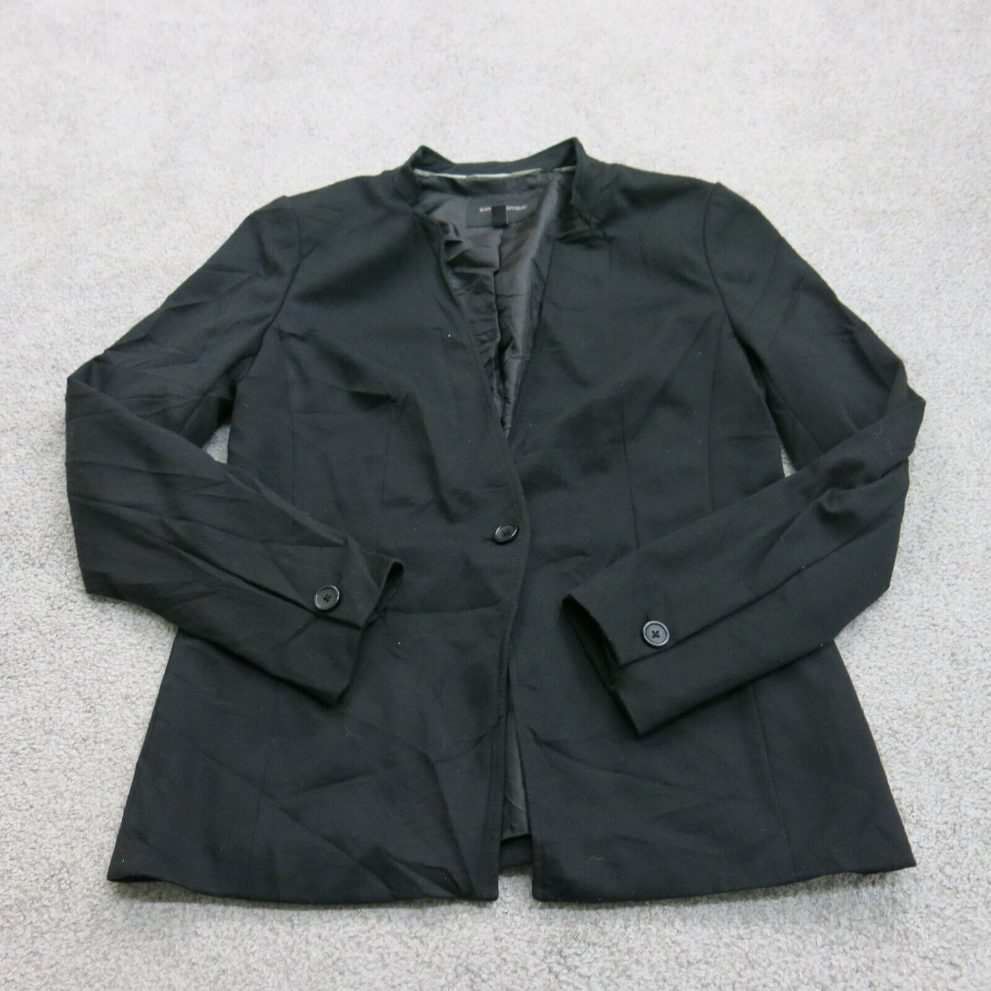 Banana Republic Womens Blazer Coat Single Breasted Long Sleeve Black Size 8
