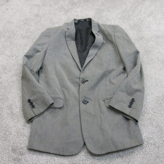 Calvin Clein Mens Blazer Coat Single Breasted Long Sleeves Pockets Gray Size 18