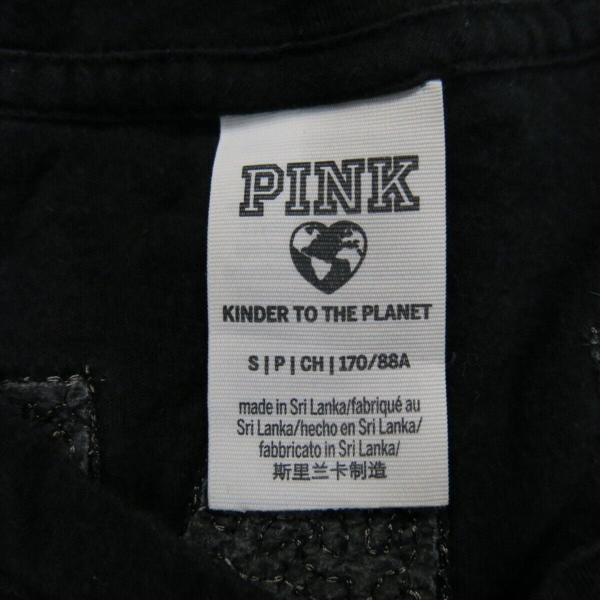 Pink Victorias Womens T Shirt Top Crew Neck Short Sleeve Black Size Small