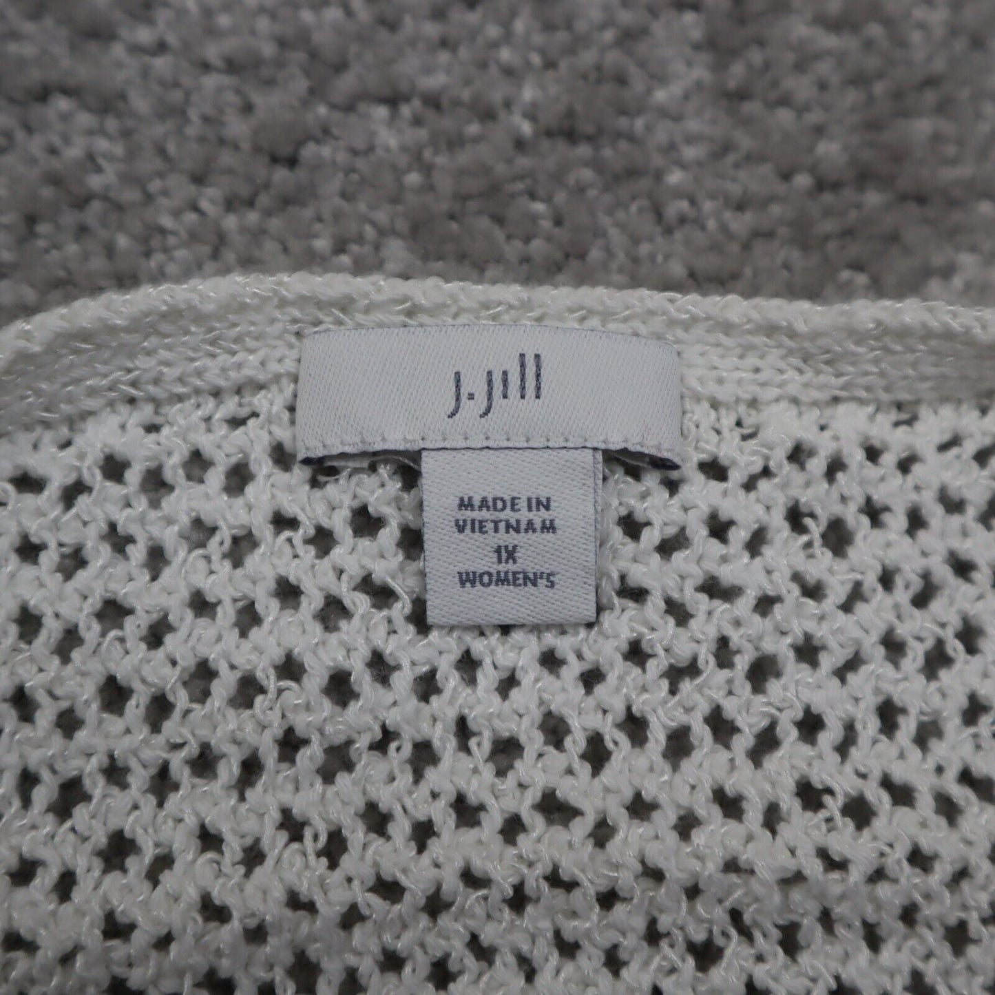 J Jill Women Pullover Knitted Sweater Crew Neck Short Sleeve White Size 1X