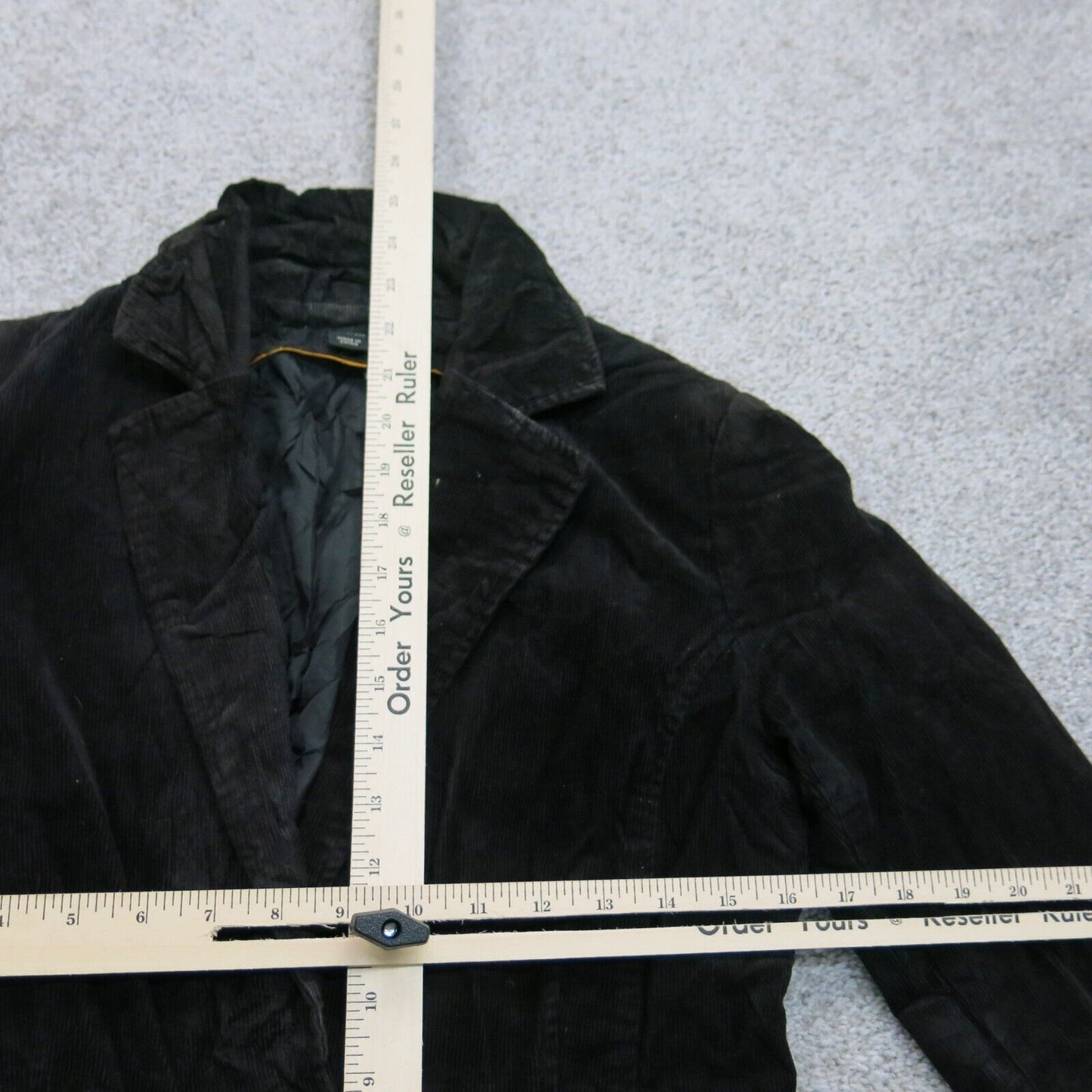 H&M Womens Corduroy Blazer Coat Single Breasted Long Sleeve Pockets Black Size 8
