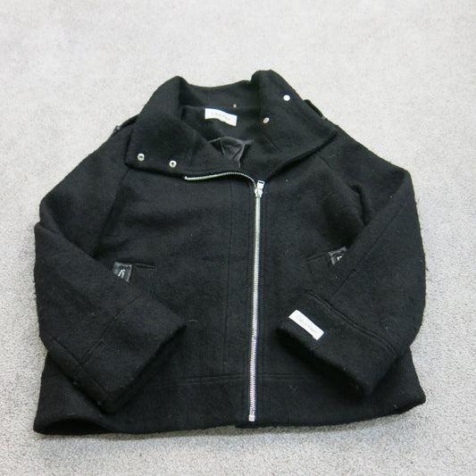 Calvin Klein Womens Blazer Coat Full Zip Up Pockets Solid Black Size Medium