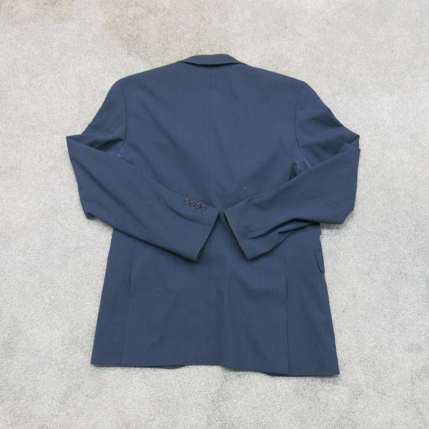 Zara Mens Blazer Coat Single Breasted Long Sleeves Pockets Navy Blue Size 40