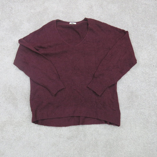 H&M Womens Pullover Sweater Round Neck Long Sleeves Solid Red Size Small