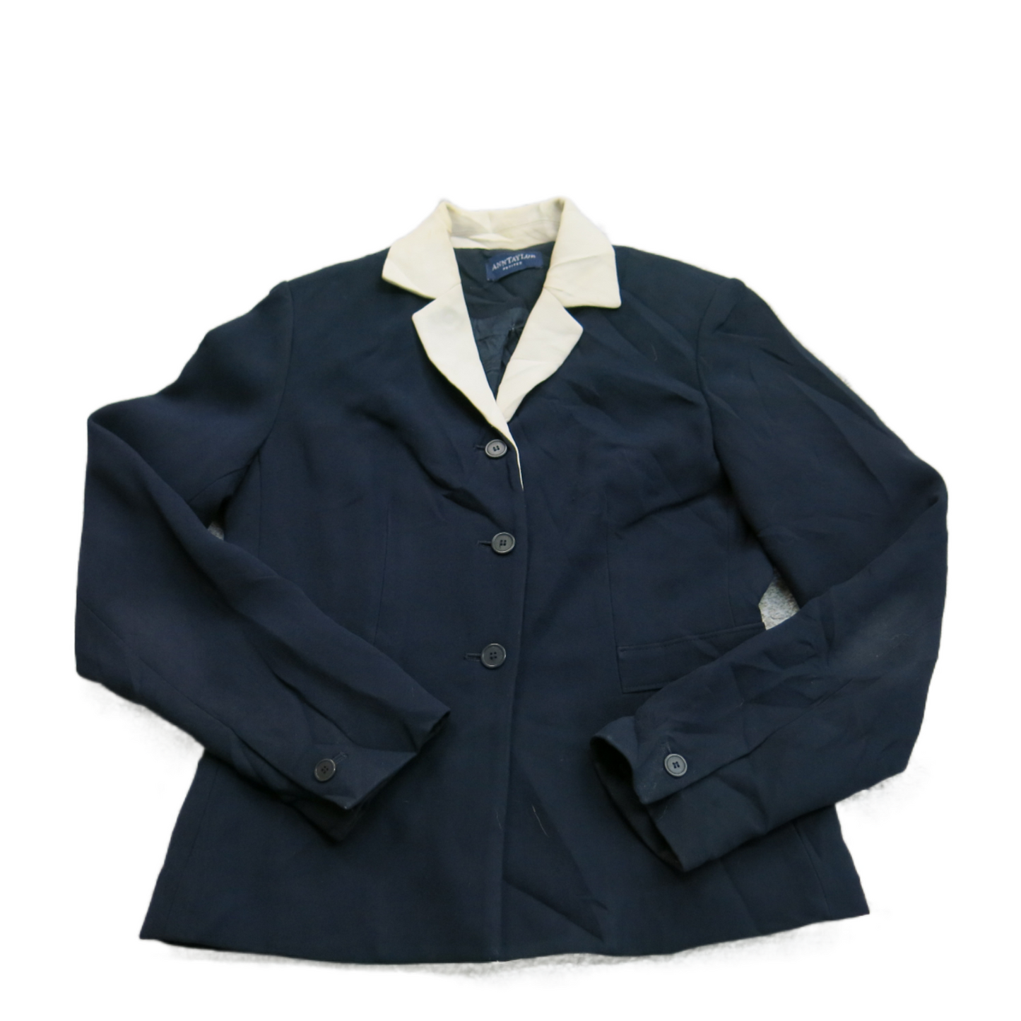 Ann Taylor Womens Blazer Coat Single Breasted Long Sleeve Navy Blue Size Medium
