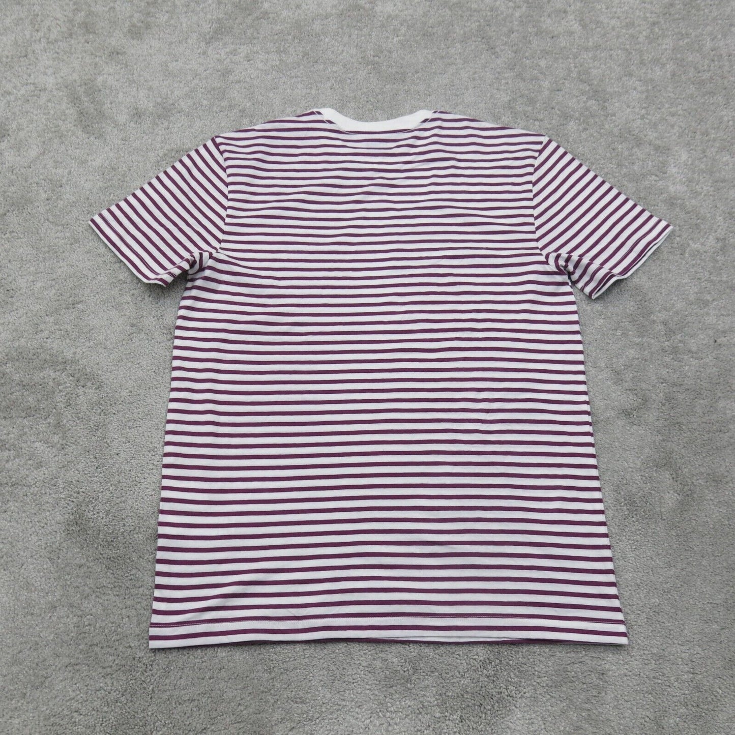 J. Crew Men Crew Neck T Shirt Short Sleeve 100% Cotton Striped Maroon White SZ ?