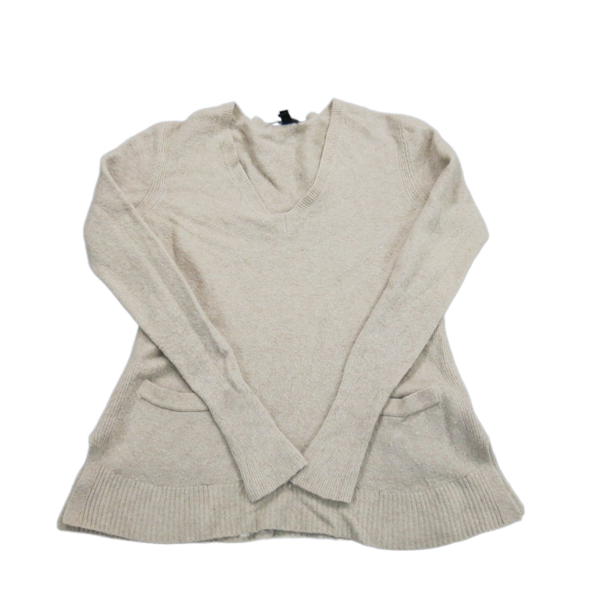 J. Crew Womens Pullover Sweater Knitted V Neck Long Sleeve Pockets Beige Size S