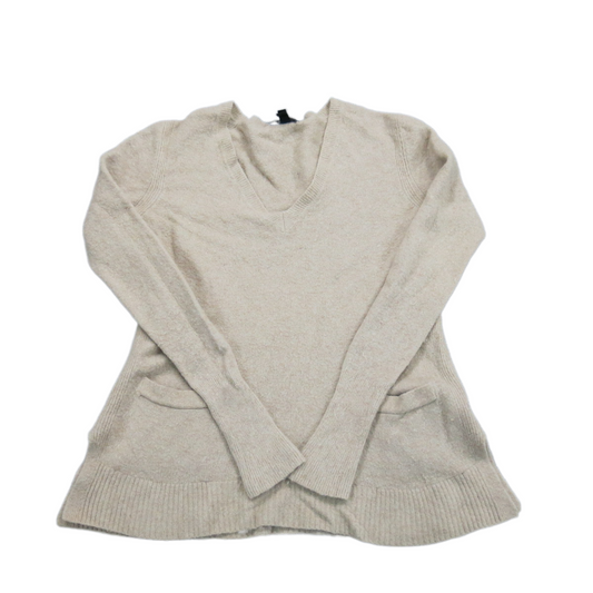 J. Crew Womens Pullover Sweater Knitted V Neck Long Sleeve Pockets Beige Size S
