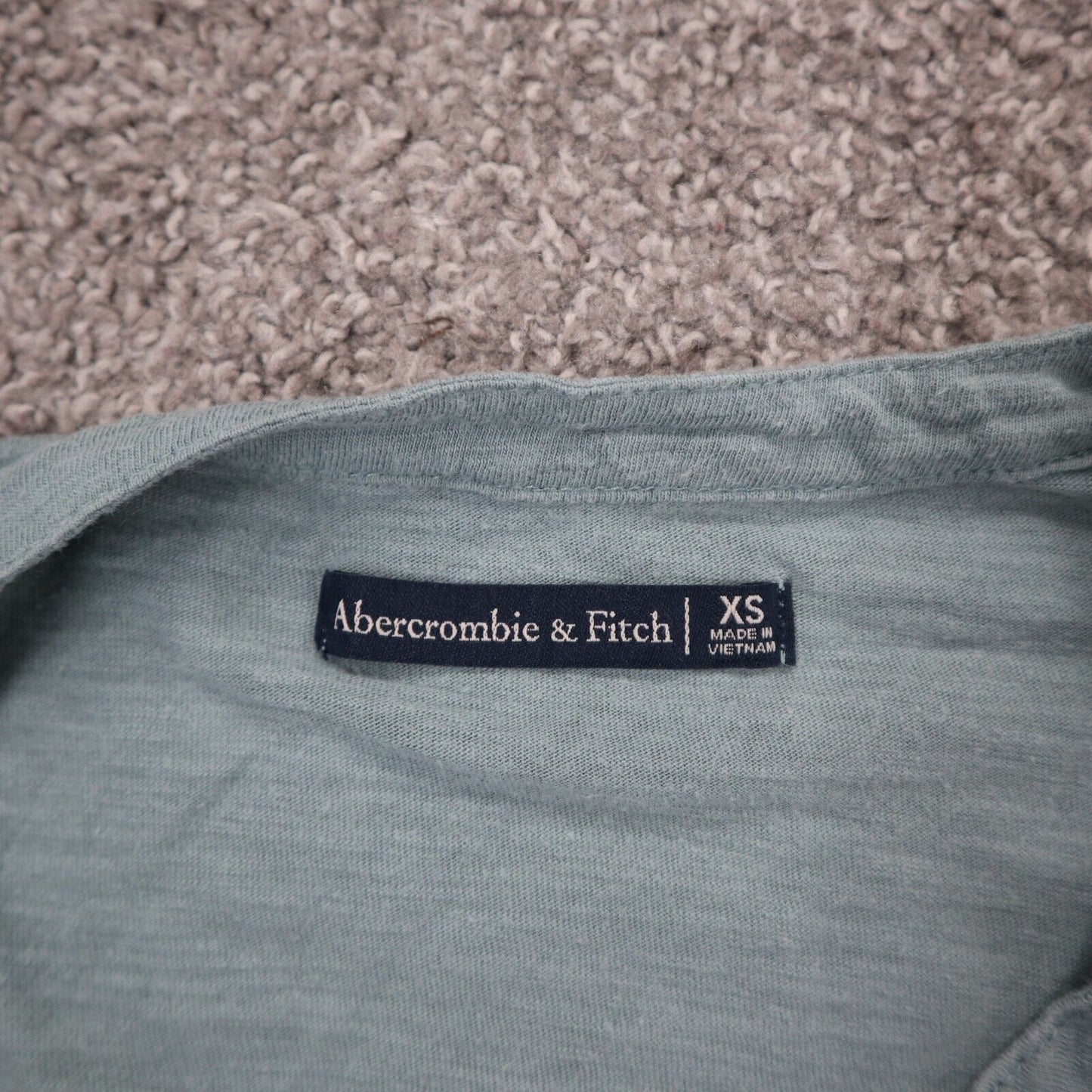 Abercrombie& Fitch Womens Blouse Top Deep V Neck Long Sleeve Slate Blue SZ XS