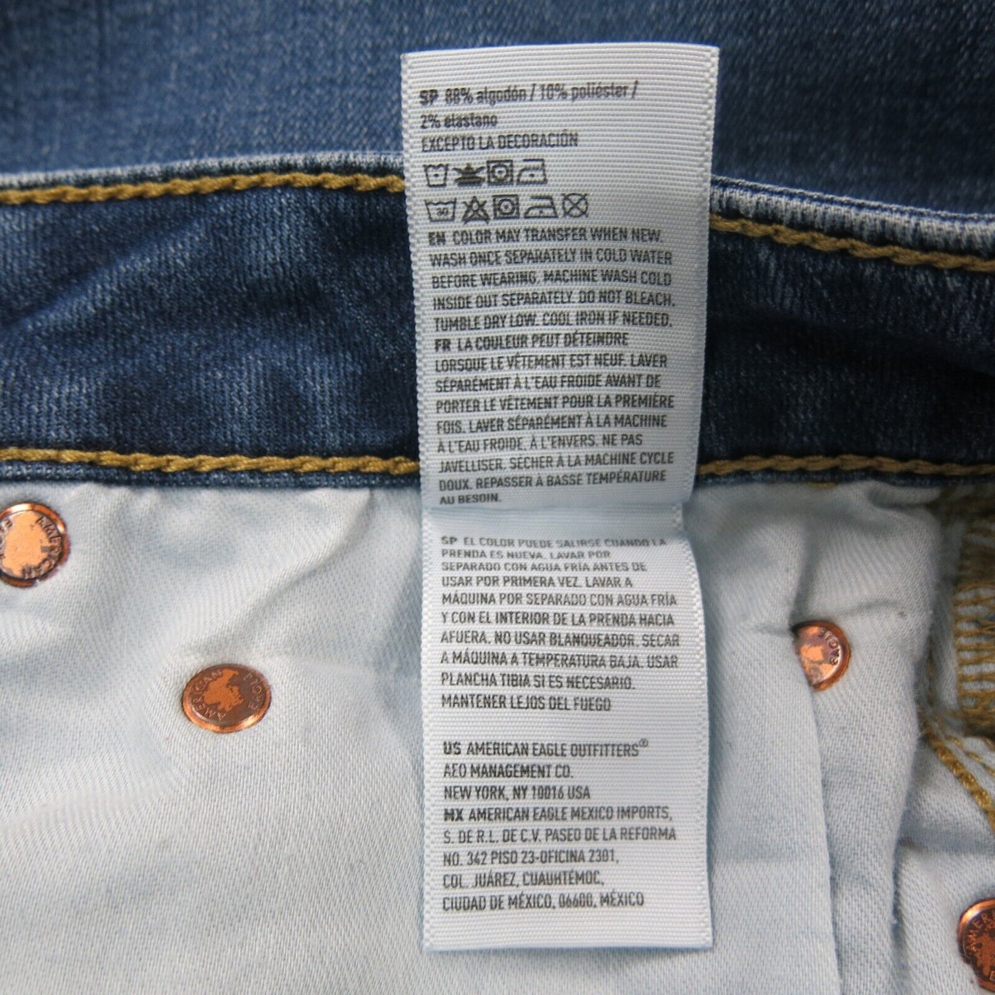 American Eagle Womens Jeans Straight Leg Flat Front Pockets Blue Size W29xL30