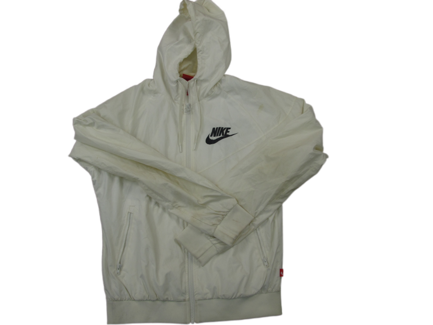 Nike Womens Windbreaker Jacket Full Zip Long Sleeves Drawstring White SZ Medium